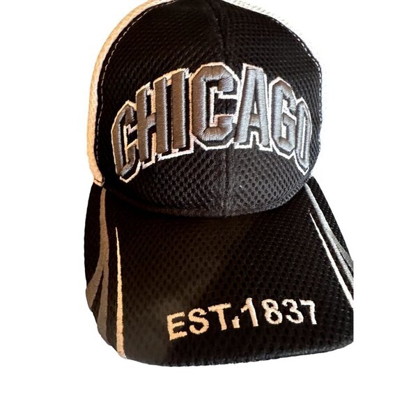 Chicago Black Souvenir Mesh Hat Cap Adjustable - Picture 3 of 7